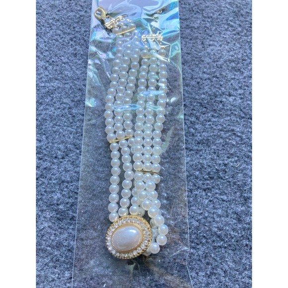 Simple Rhinestone‎ Multilayer Pearl Clavicle Necklace Pendant Designer for Women - Picture 3 of 5